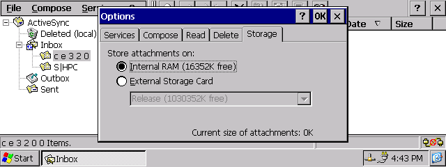Windows CE .net 4.1 Inbox options
